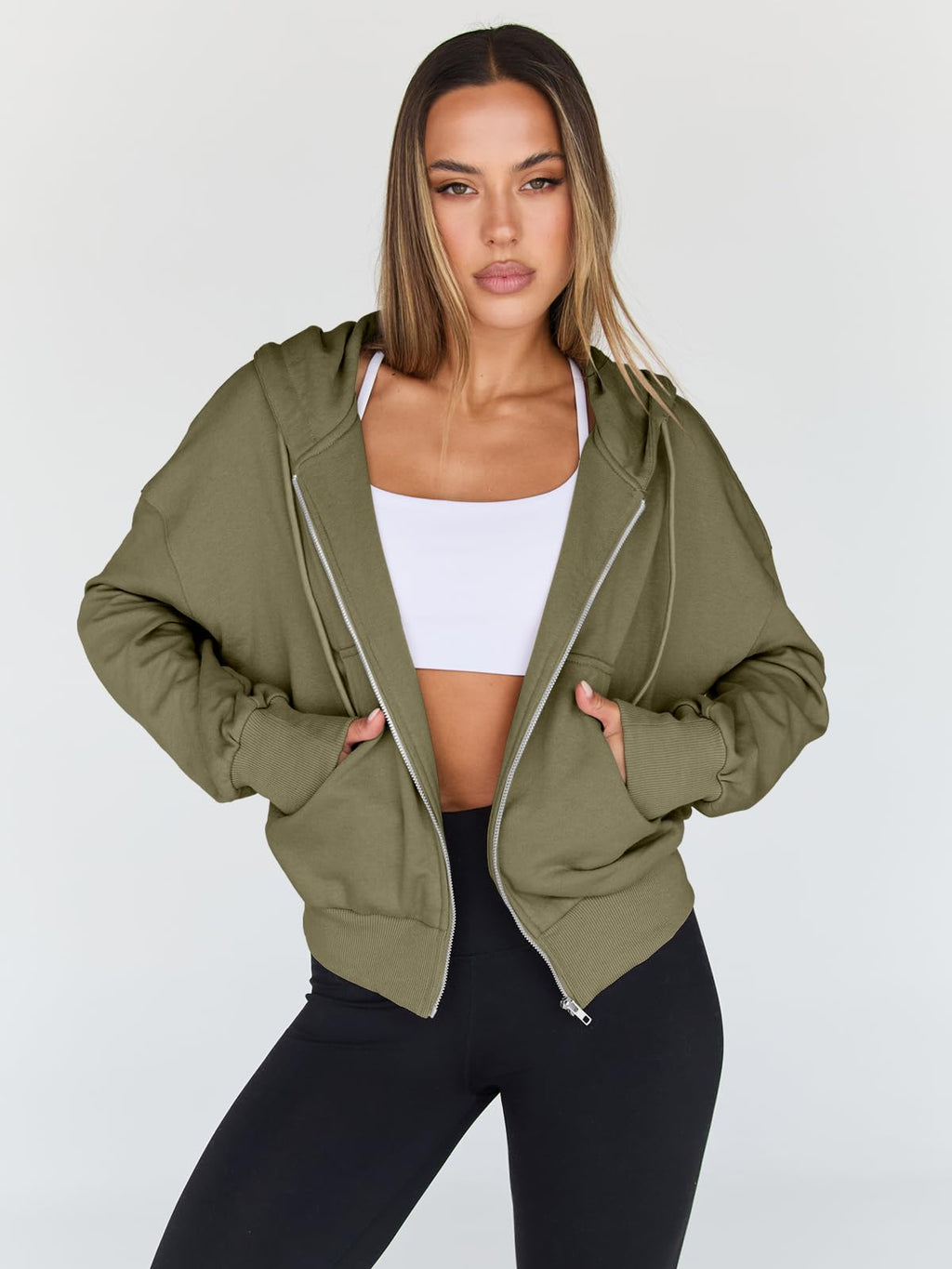 Women's Cropped Zip Up Lightweight Hoodie Athletic Jacket