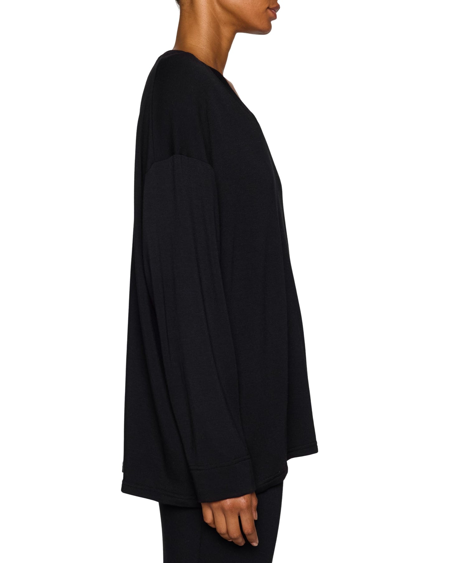 Oversized V-Neck Long Sleeve Modal Tee Relaxed Fit