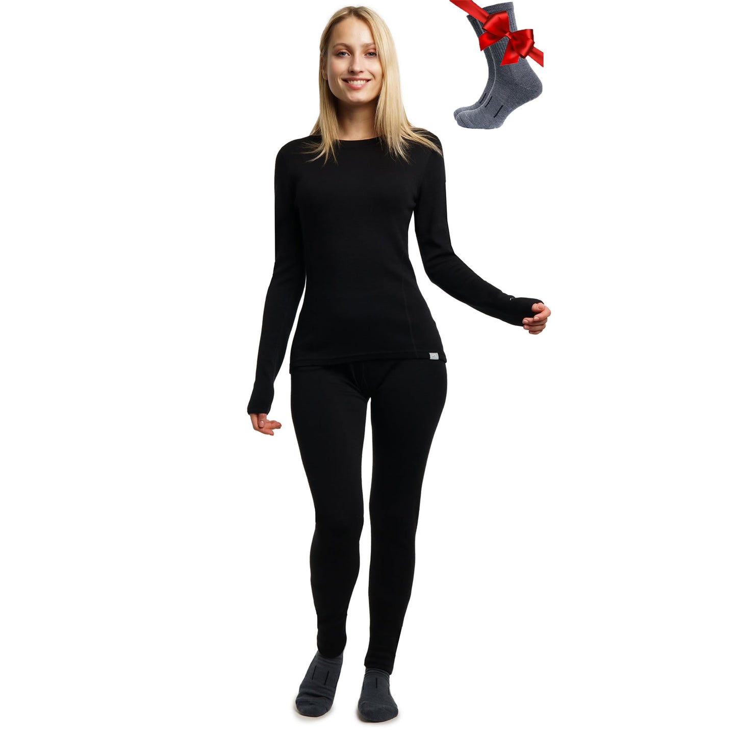 Women's Merino Wool Base Layer Thermal Set Top and Bottom