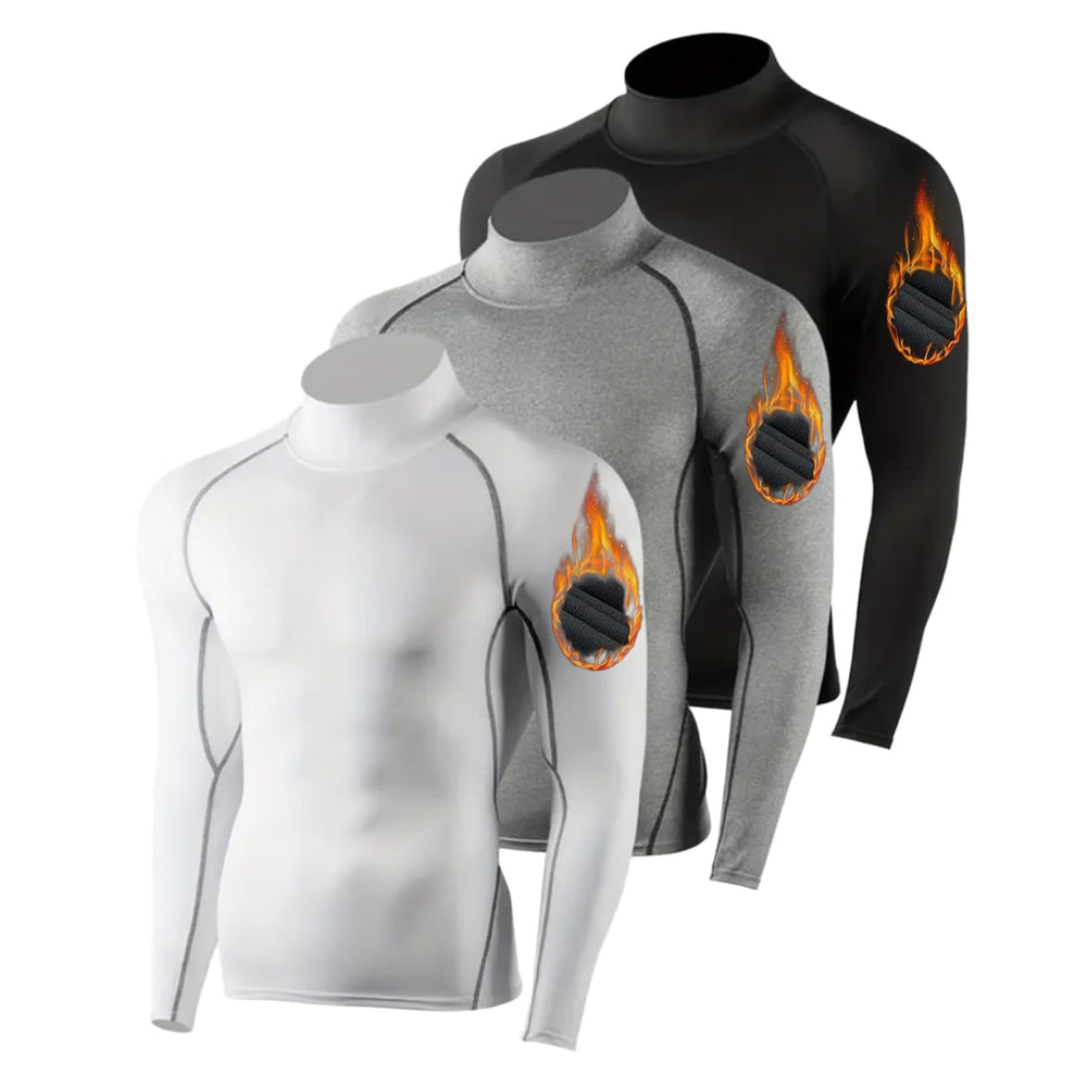 Men's 3-Pack Fleece Thermal Compression Shirts Long Sleeve