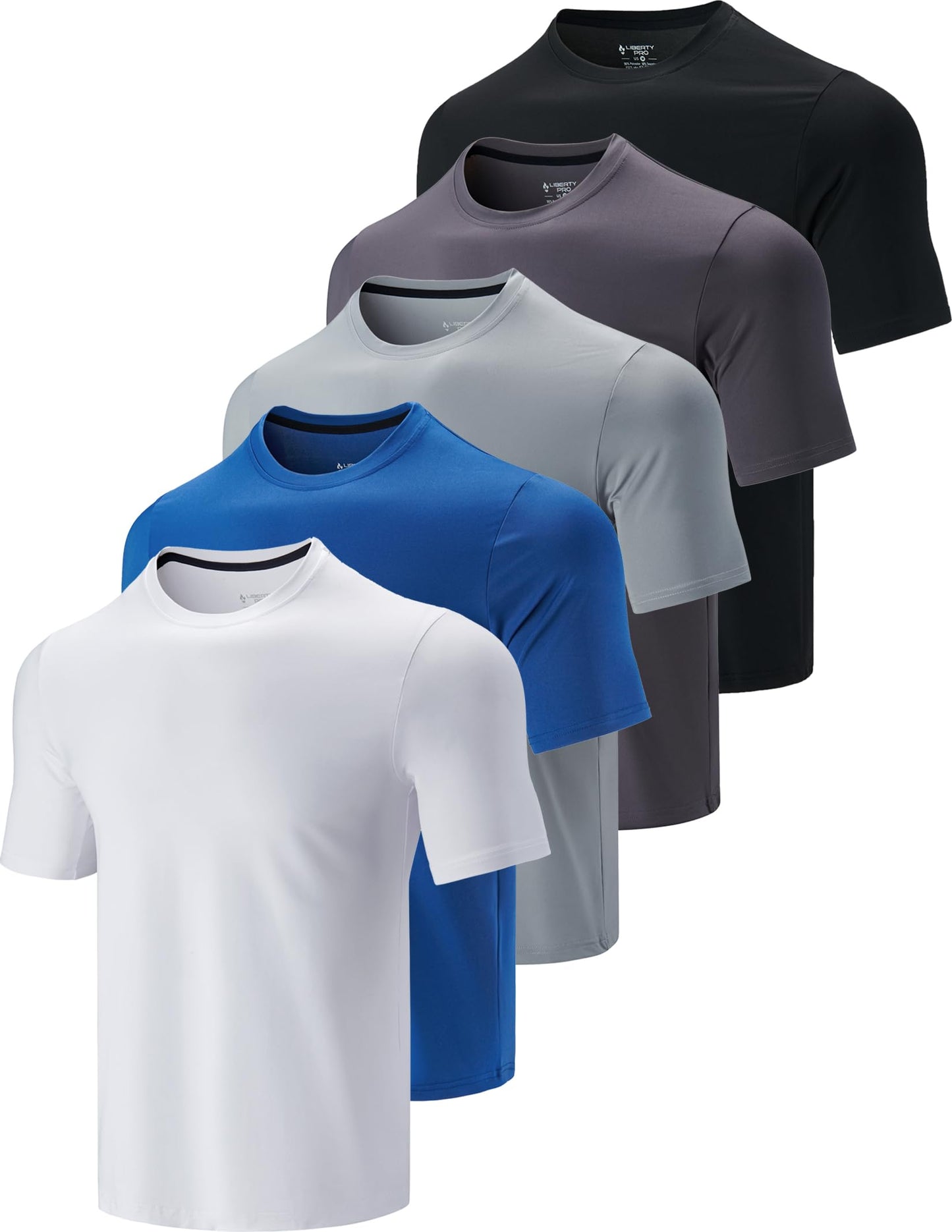 5-Pack Men's Quick Dry Athletic Crew Neck Workout T-Shirts