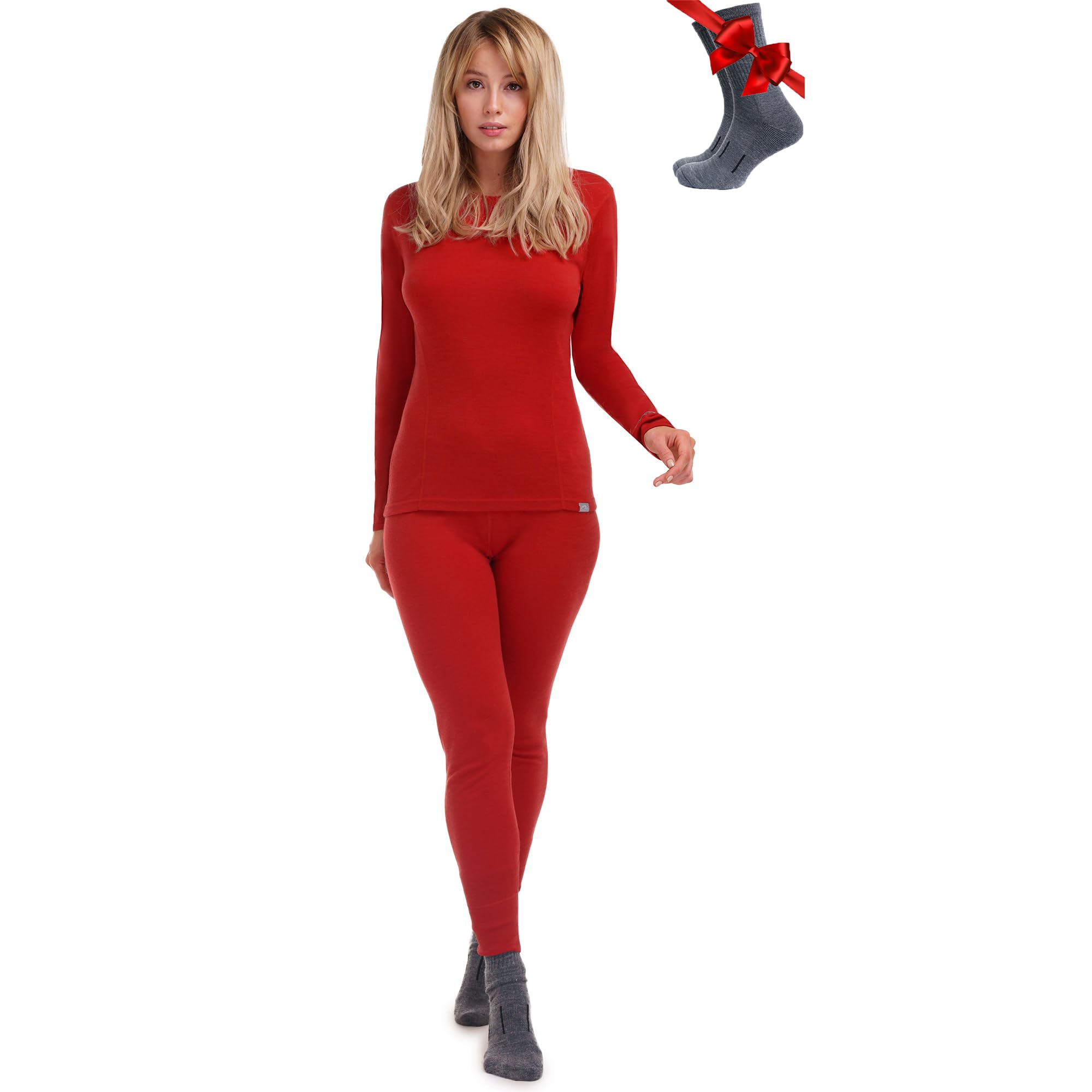 Women's Merino Wool Base Layer Thermal Set Top and Bottom