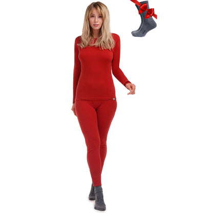 Women's Merino Wool Base Layer Thermal Set Top and Bottom