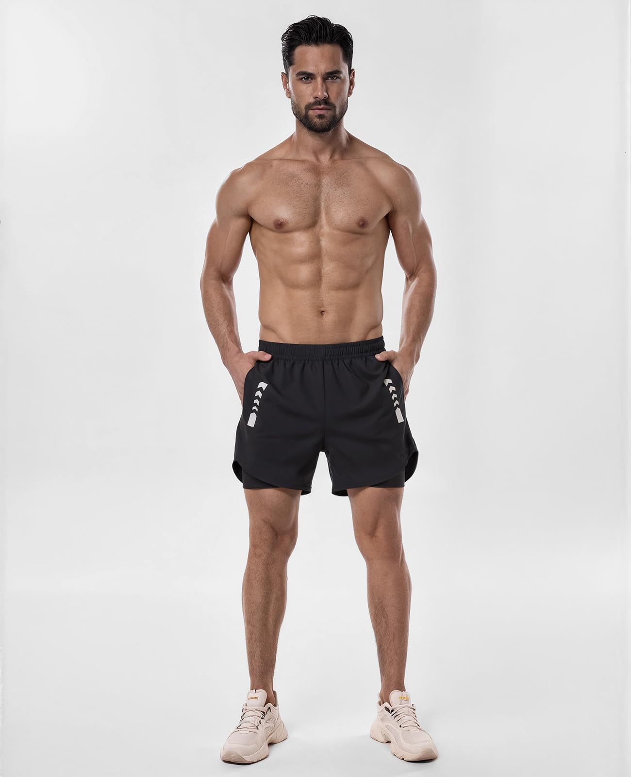2-in-1 Running Shorts with Liner Zipper Pockets