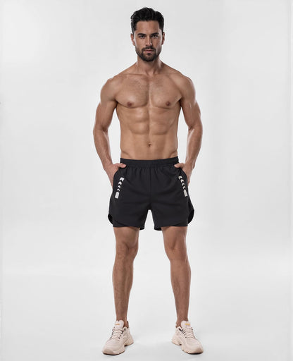 2-in-1 Running Shorts with Liner Zipper Pockets