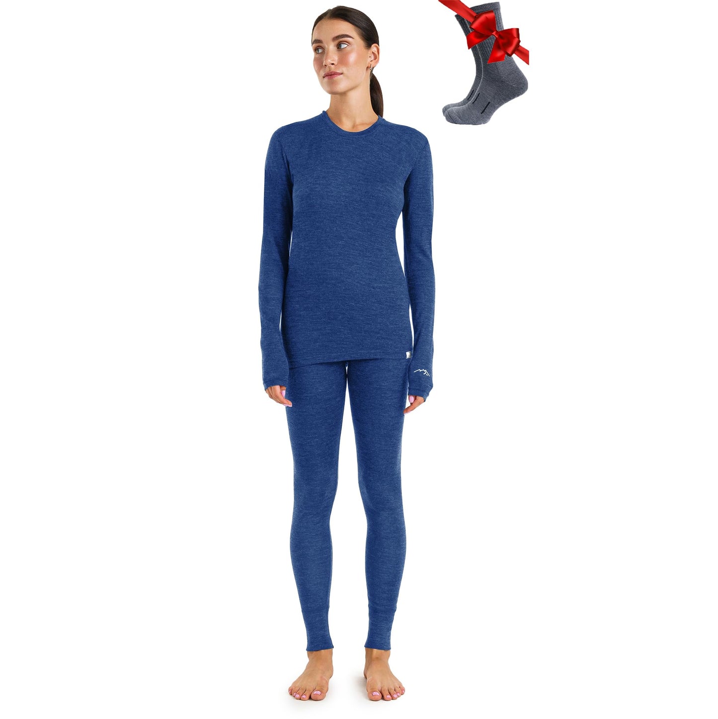 Women's Merino Wool Base Layer Thermal Set Top and Bottom