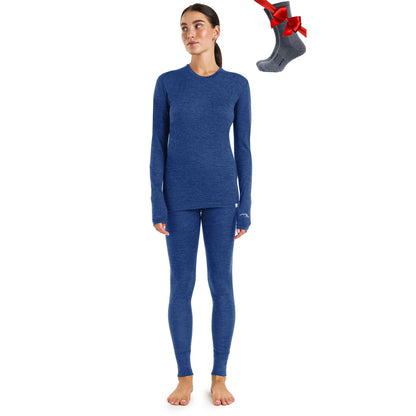 Women's Merino Wool Base Layer Thermal Set Top and Bottom
