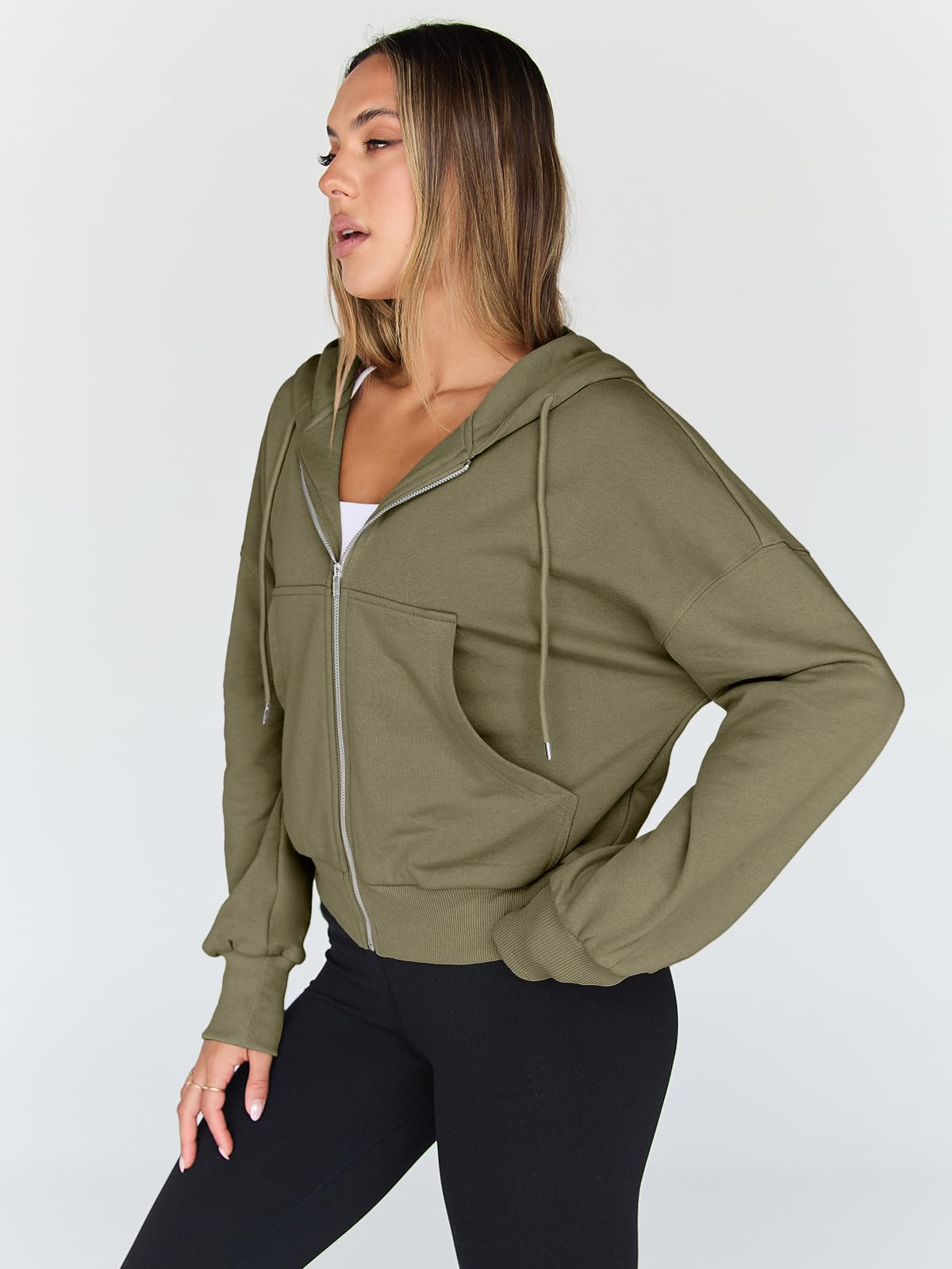 Women's Cropped Zip Up Lightweight Hoodie Athletic Jacket