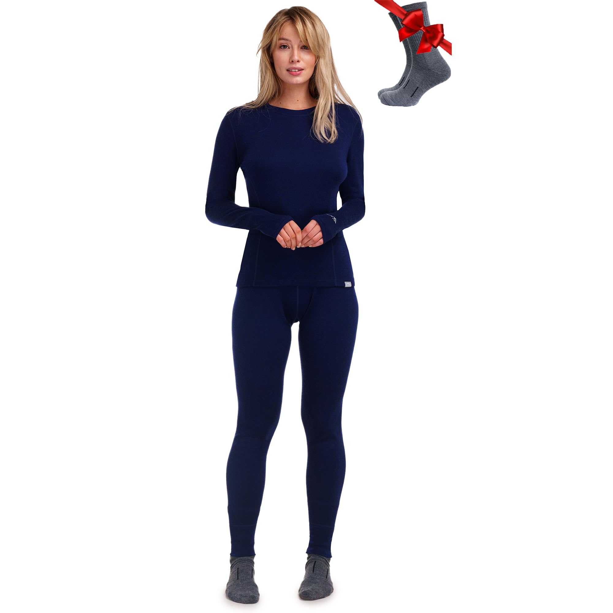 Women's Merino Wool Base Layer Thermal Set Top and Bottom