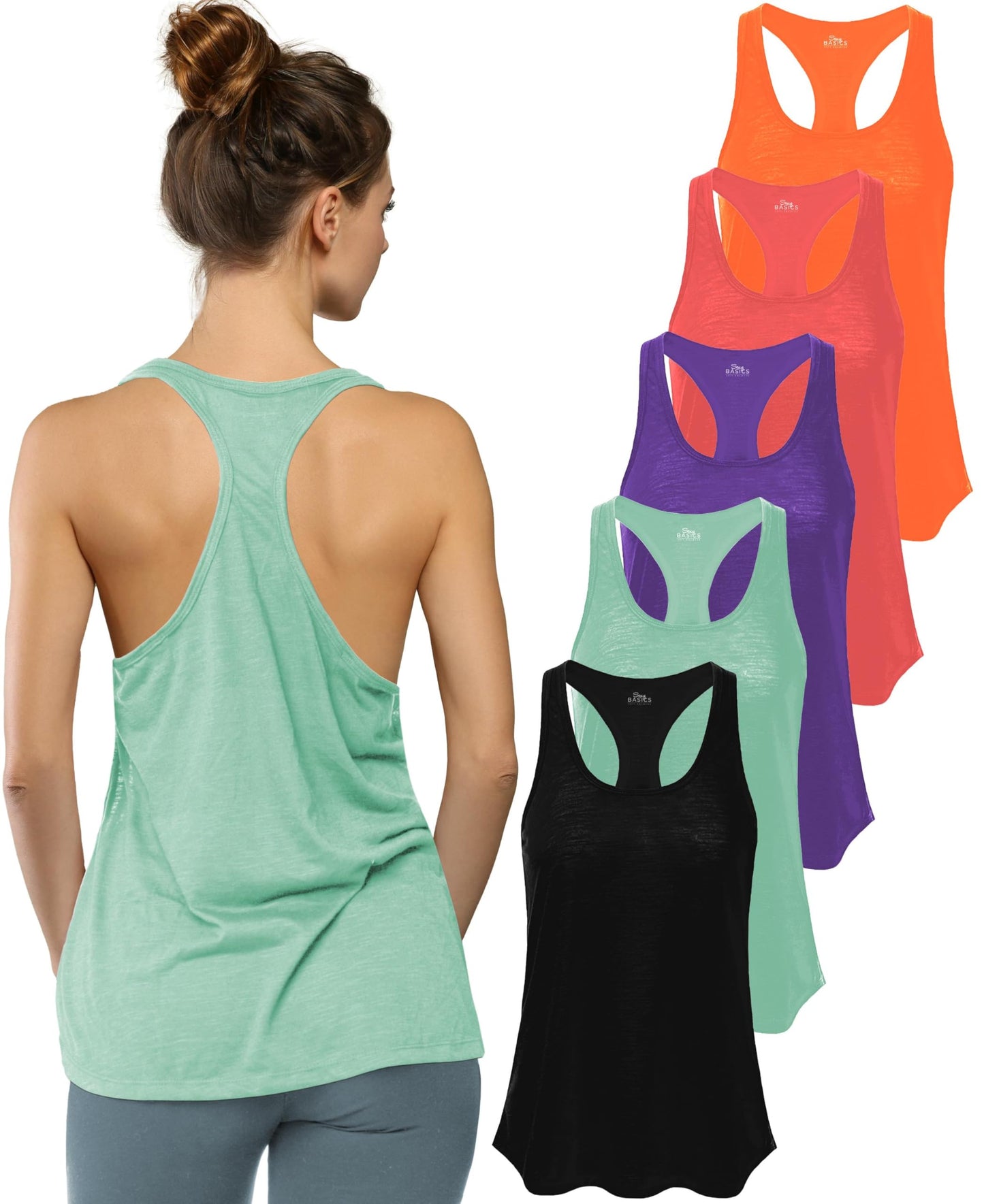 Women's Flowy Slub Racerback Workout Tank Tops Multipack