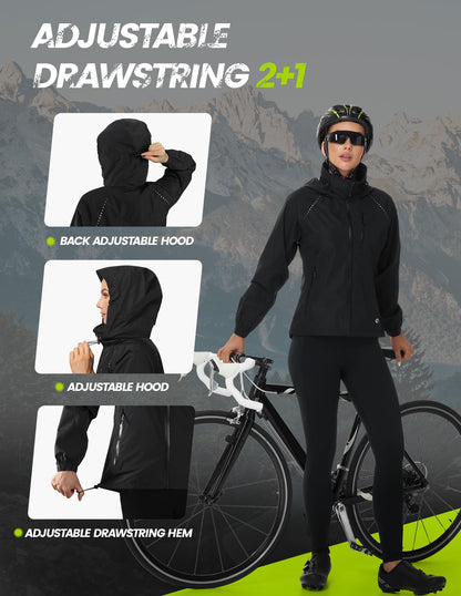 Waterproof Reflective Cycling Rain Jacket Hooded