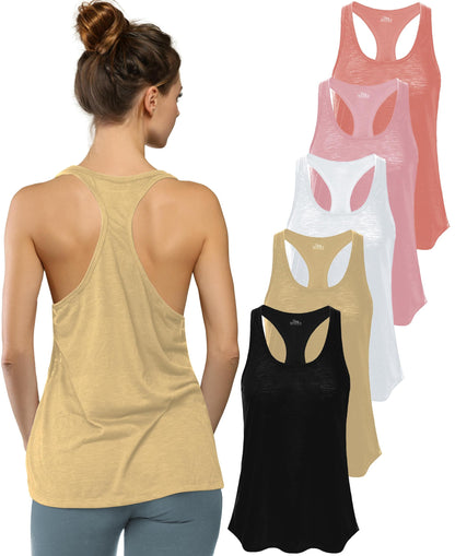 Women's Flowy Slub Racerback Workout Tank Tops Multipack
