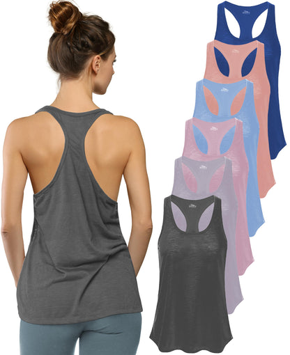 Women's Flowy Slub Racerback Workout Tank Tops Multipack
