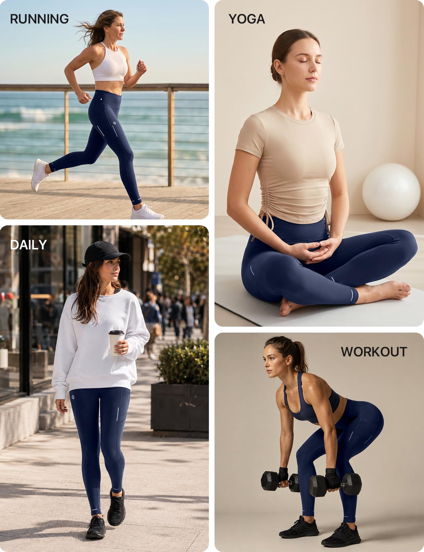Women's High Waisted Yoga Leggings 6 Pockets Gym Compression Pants