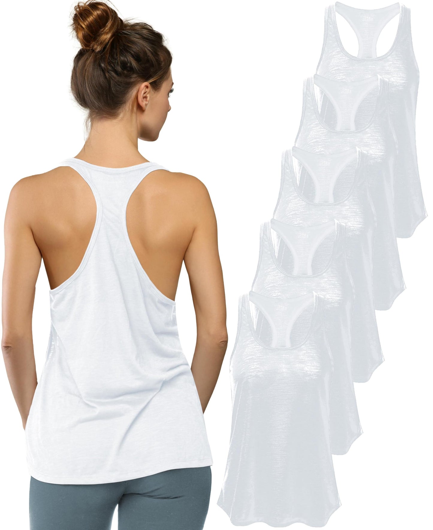 Women's Flowy Slub Racerback Workout Tank Tops Multipack