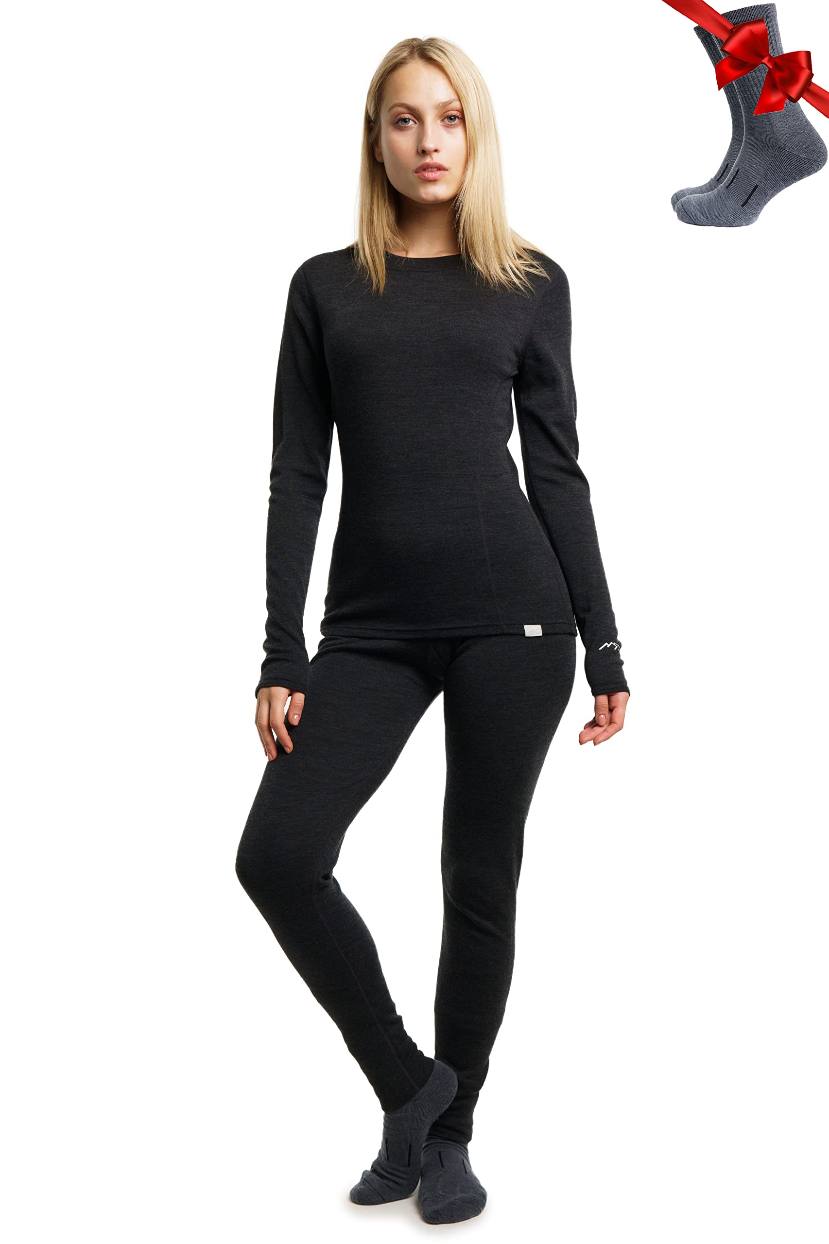 Women's Merino Wool Base Layer Thermal Set Top and Bottom