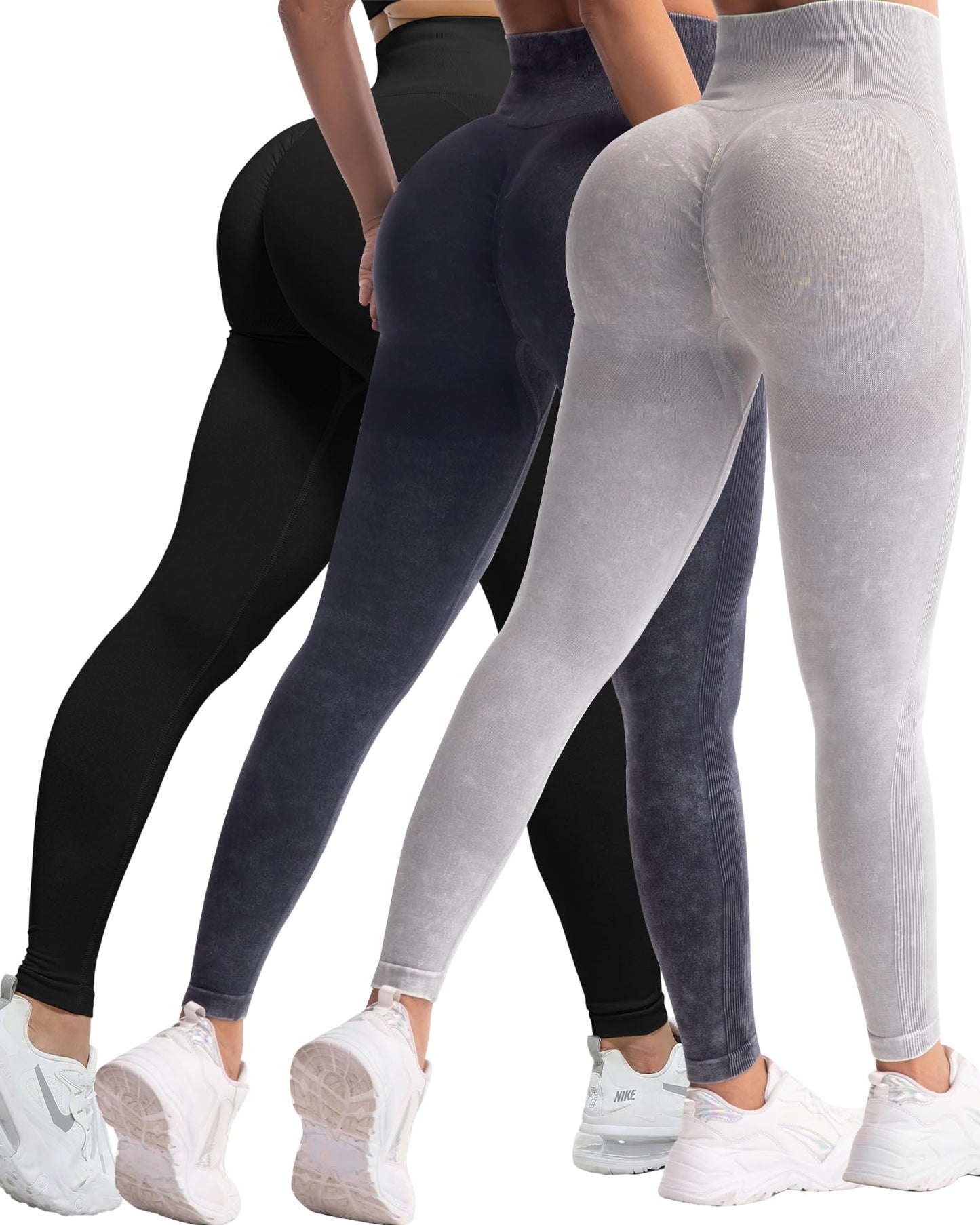 Women's Seamless Workout Leggings Set Butt Lifting 3-Piece