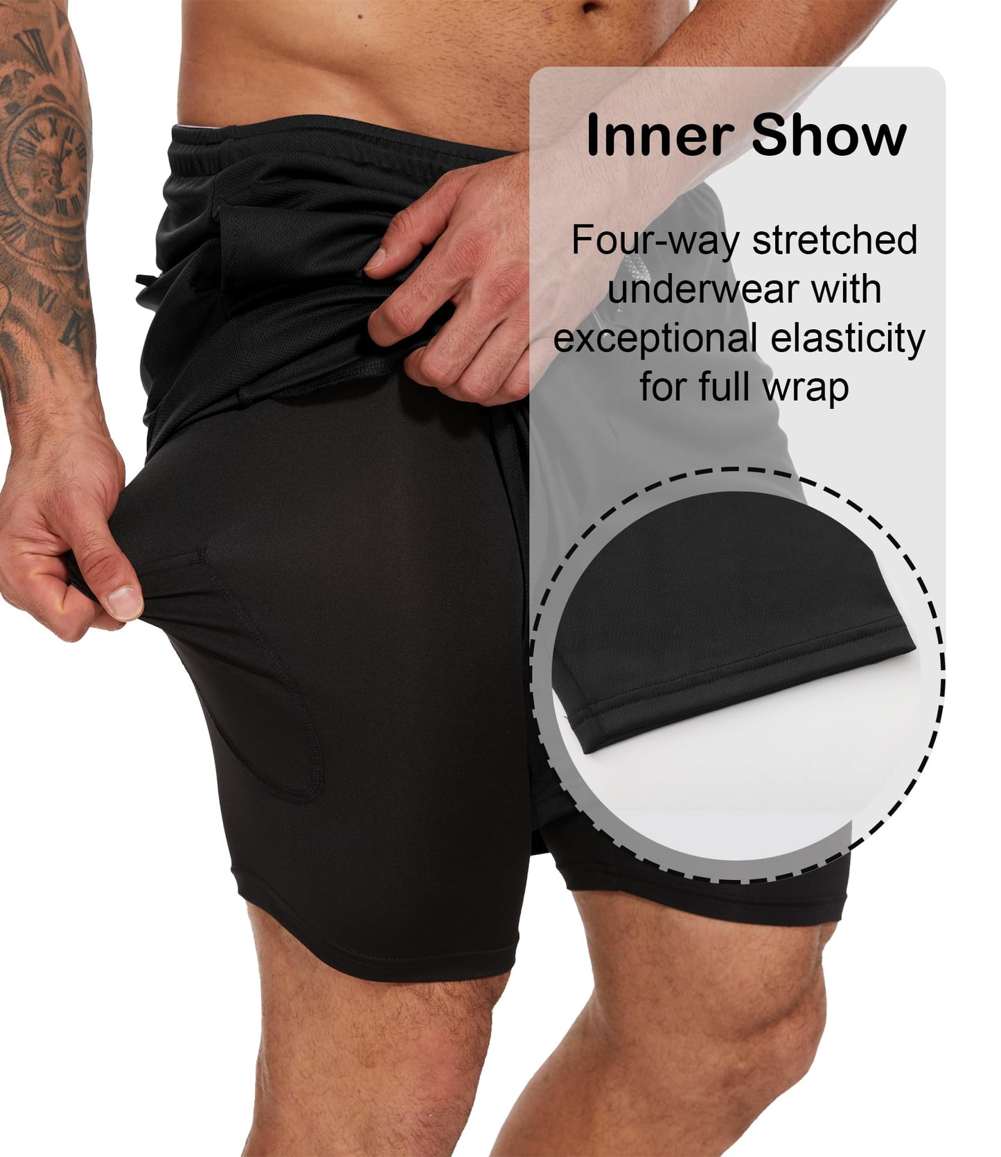 2-in-1 Lined Running Workout Shorts with Pockets