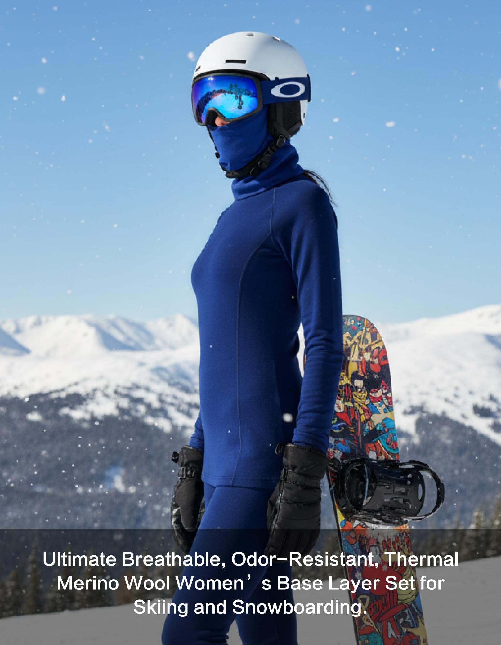 Women's Merino Wool Thermal Base Layer Set Top and Bottom