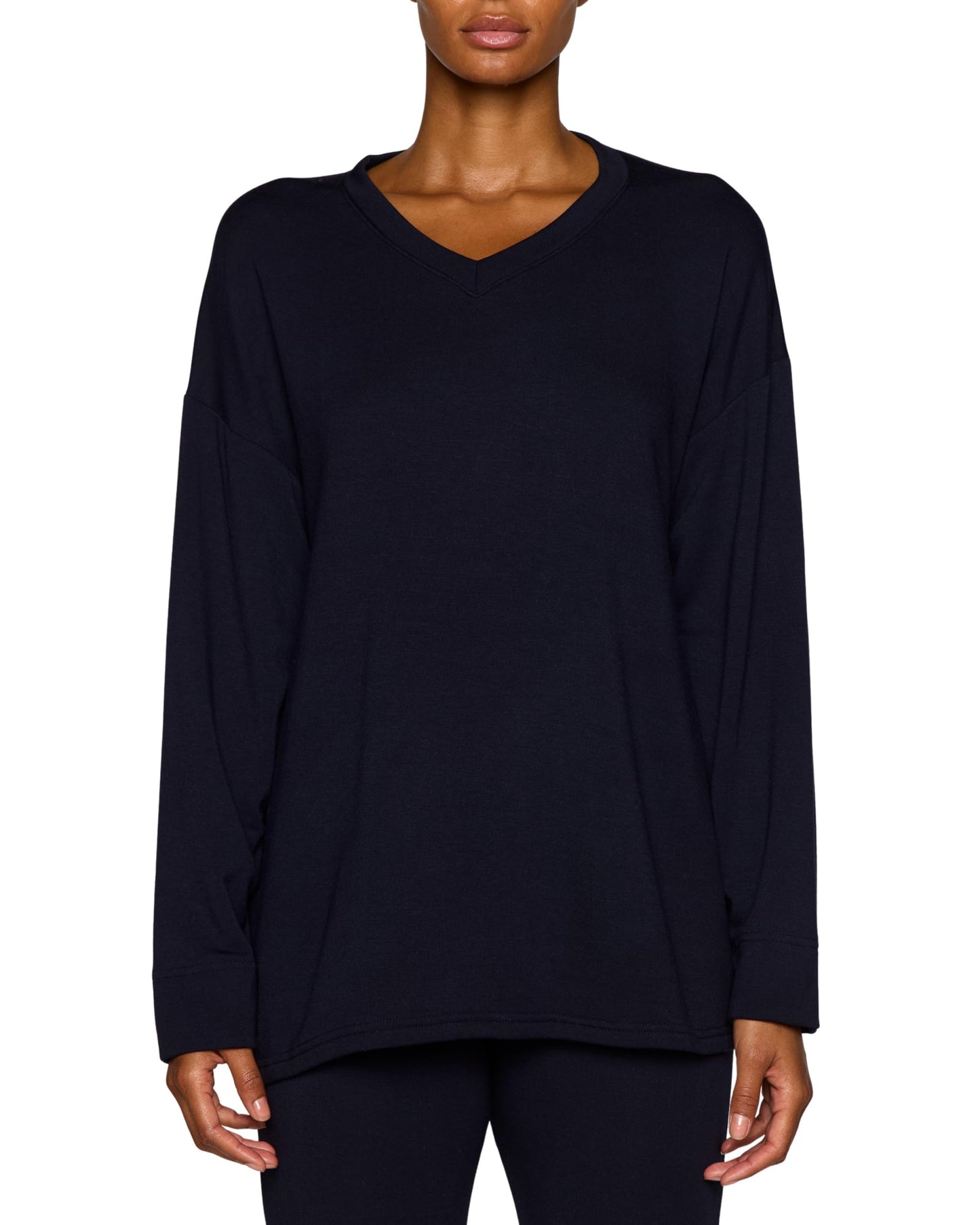 Oversized V-Neck Long Sleeve Modal Tee Relaxed Fit