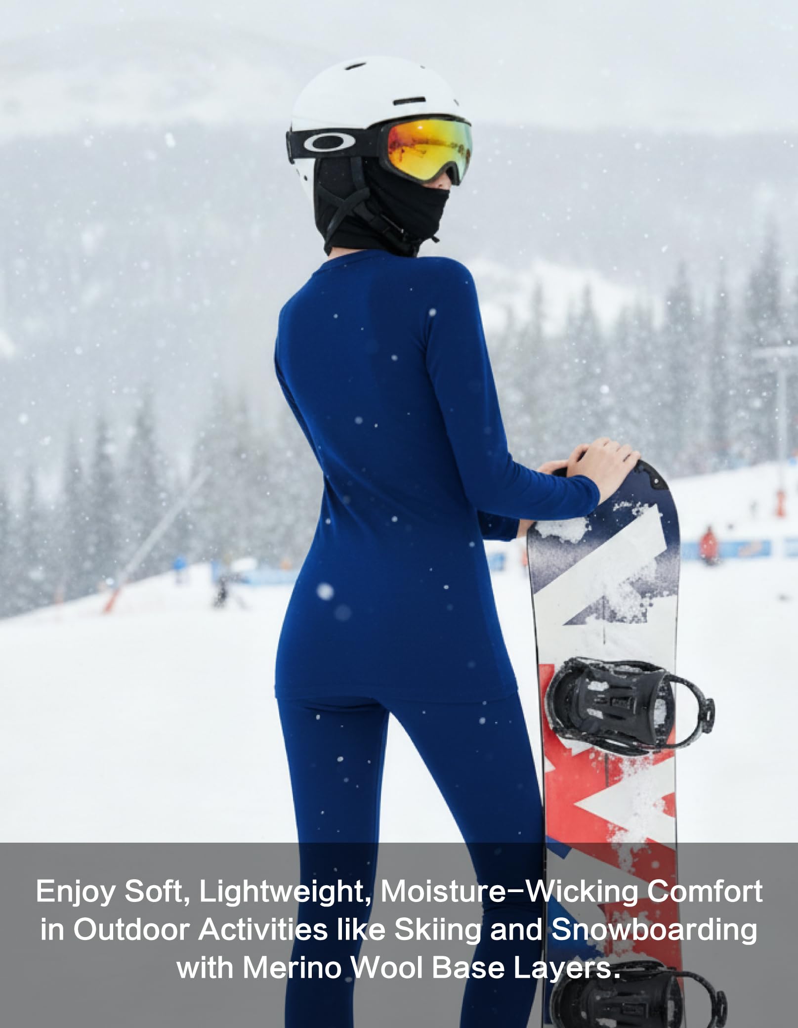 Women's Merino Wool Thermal Base Layer Set Top and Bottom