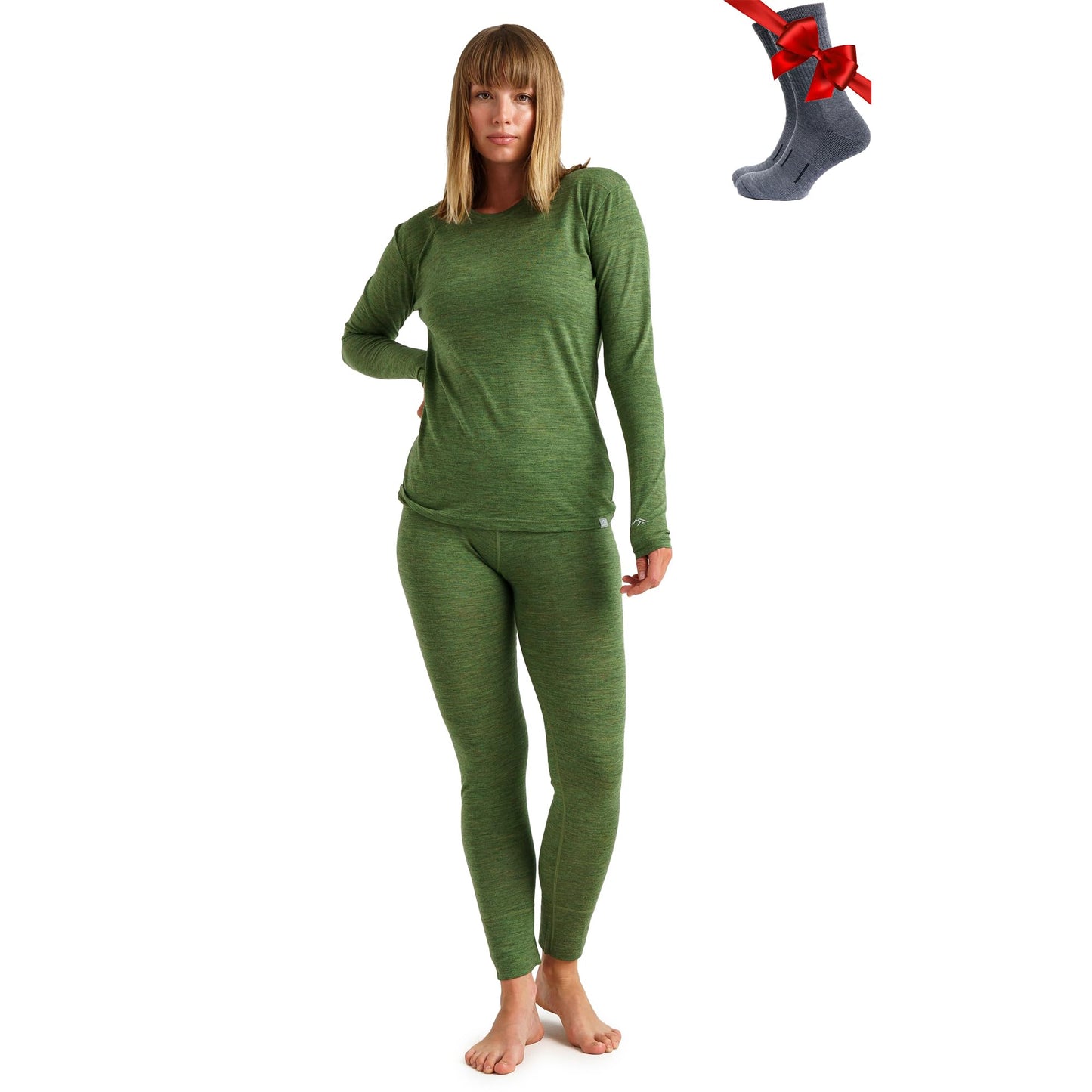 Women's Merino Wool Base Layer Thermal Set Top and Bottom