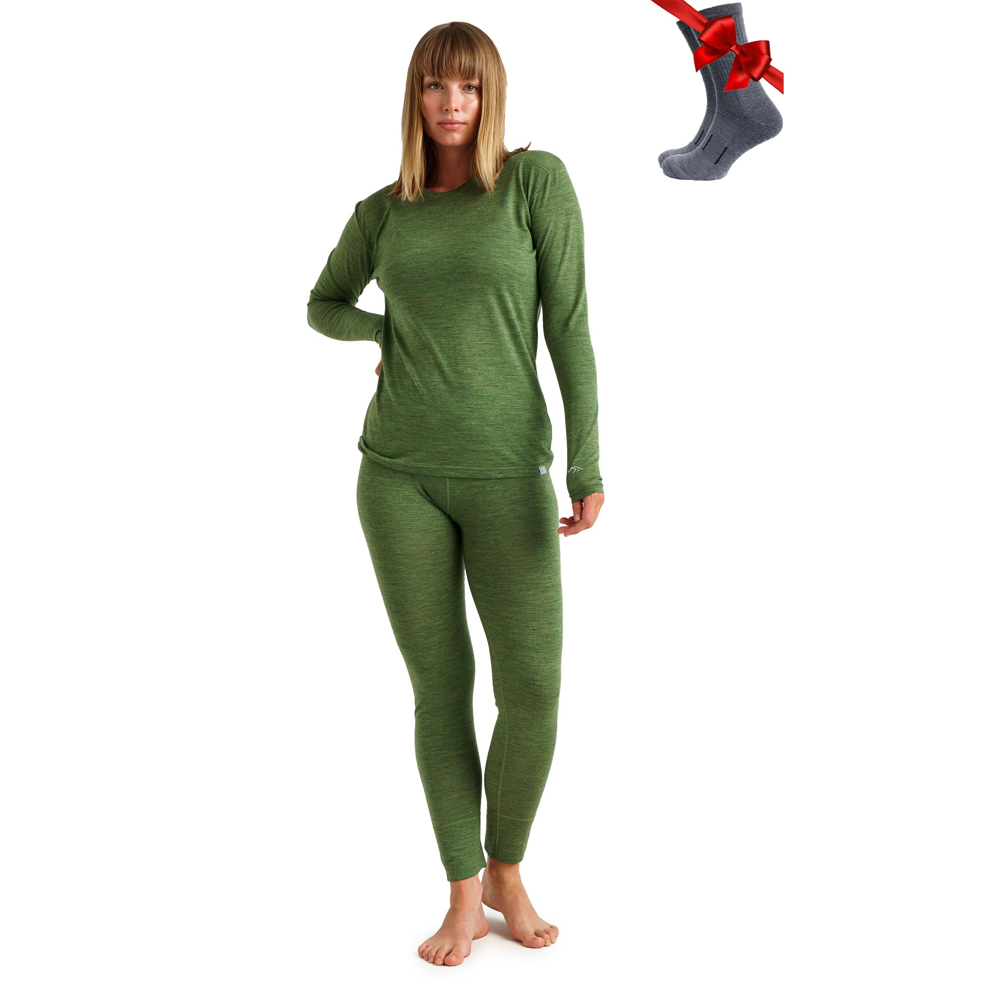 Women's Merino Wool Base Layer Thermal Set Top and Bottom