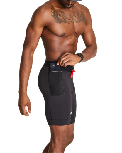 WOLACO Sprint Half Tight Compression Shorts with Phone Pocket for Men