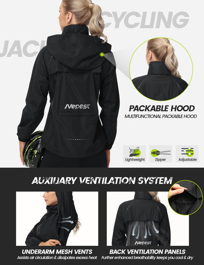 Waterproof Reflective Cycling Rain Jacket Hooded