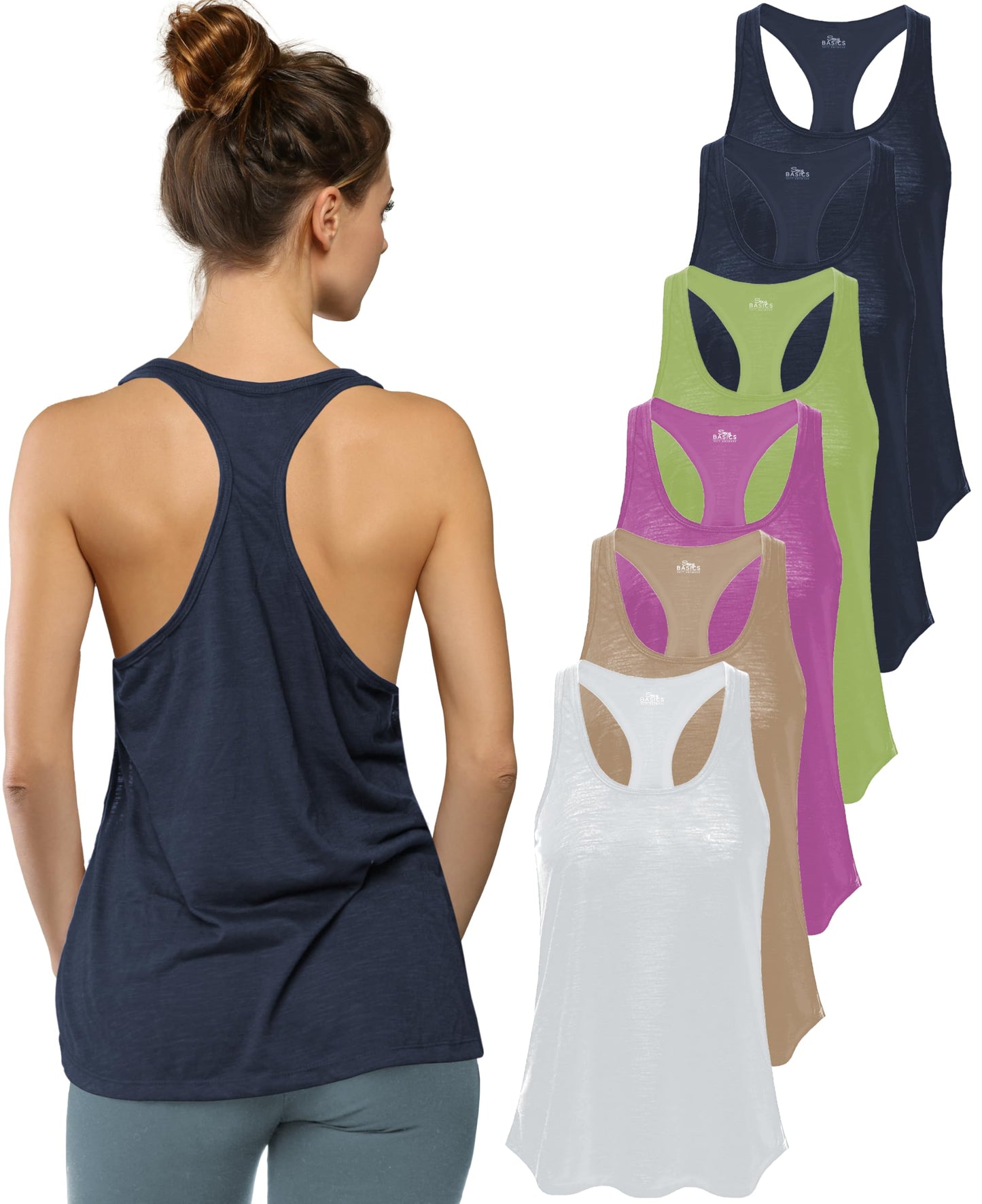 Women's Flowy Slub Racerback Workout Tank Tops Multipack