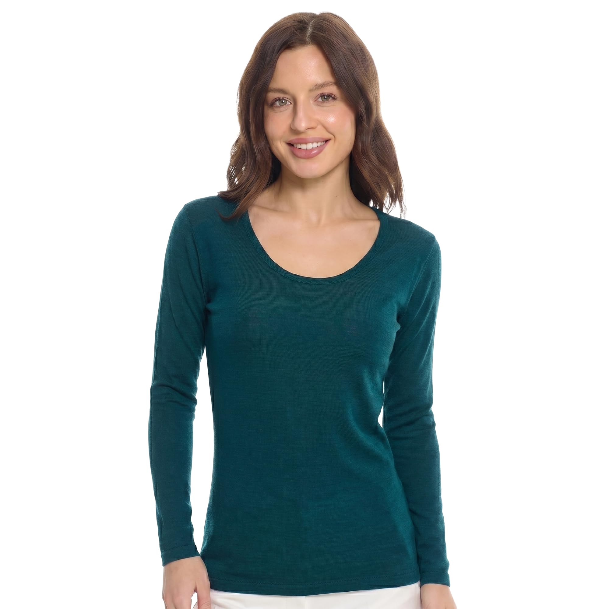 Women's Merino Wool Base Layer Long Sleeve Thermal Hiking Shirt