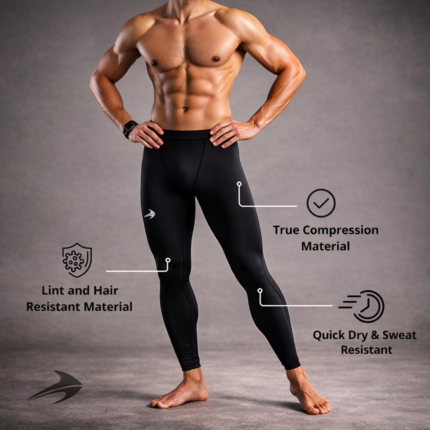 Men's Compression Workout Running Base Layer Tights