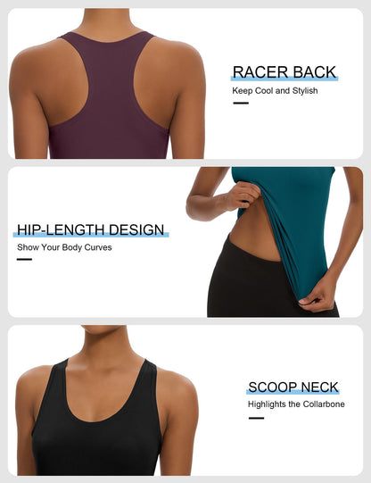 5-Pack Women's Racerback Workout Crop Tank Tops