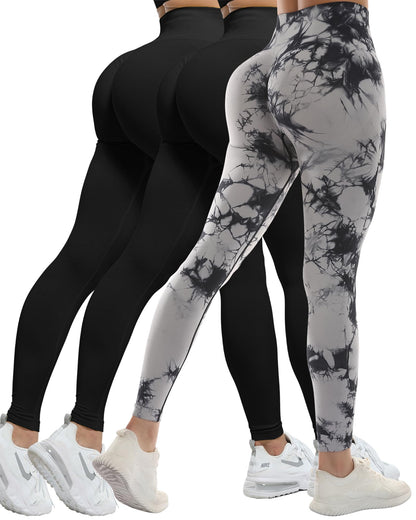 Women's Seamless Workout Leggings Set Butt Lifting 3-Piece