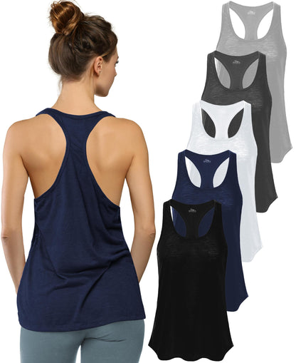 Women's Flowy Slub Racerback Workout Tank Tops Multipack