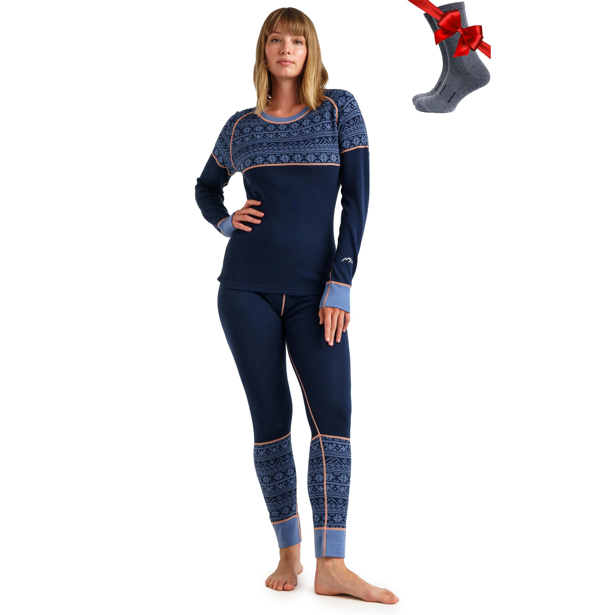 Women's Merino Wool Base Layer Thermal Set Top and Bottom