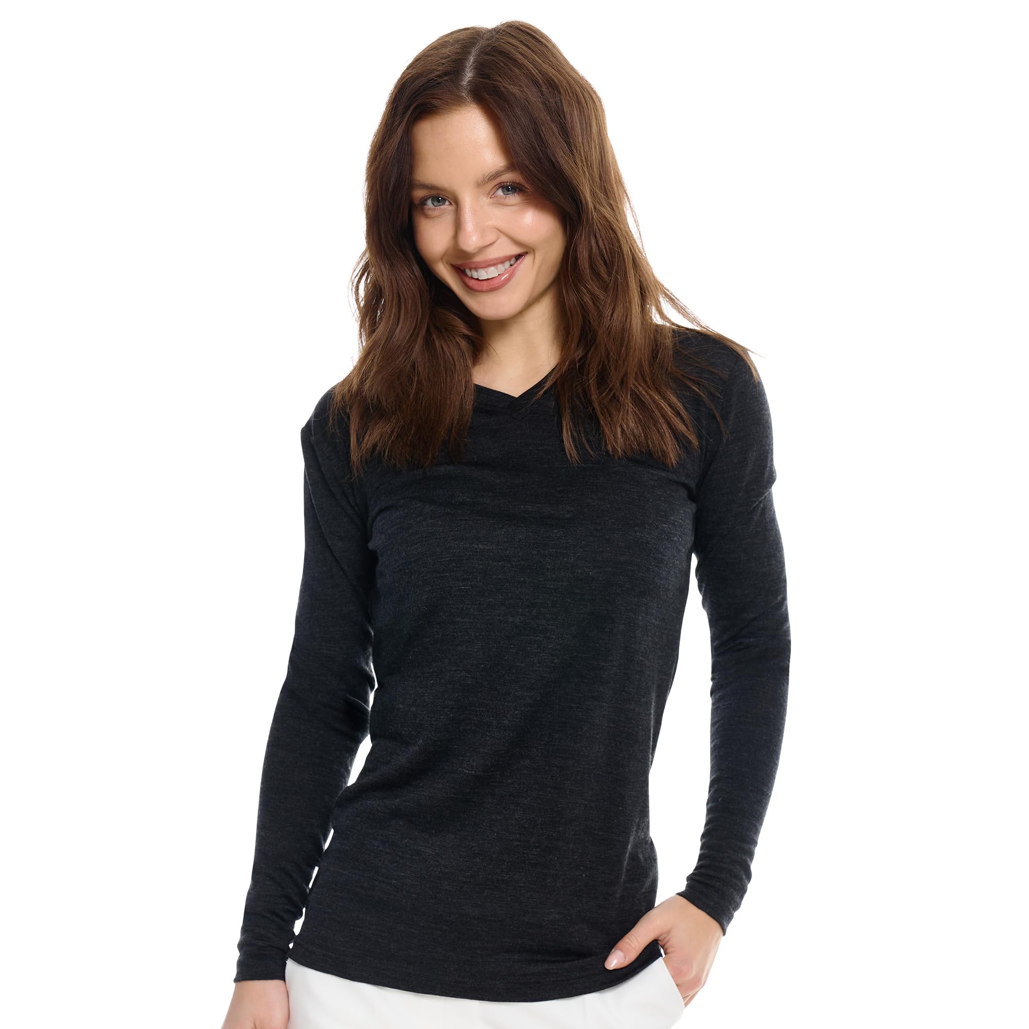 Women's Merino Wool Base Layer Long Sleeve Thermal Hiking Shirt