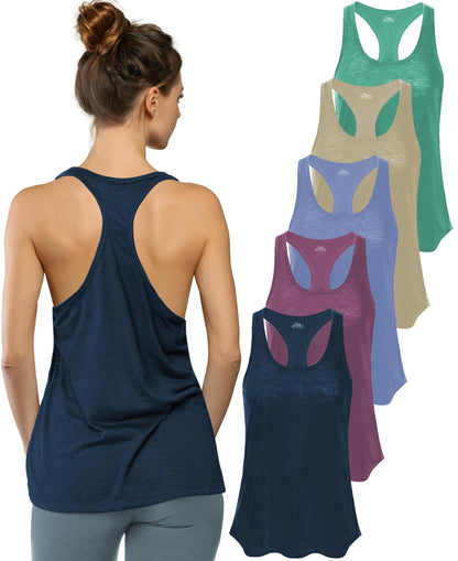 Women's Flowy Slub Racerback Workout Tank Tops Multipack