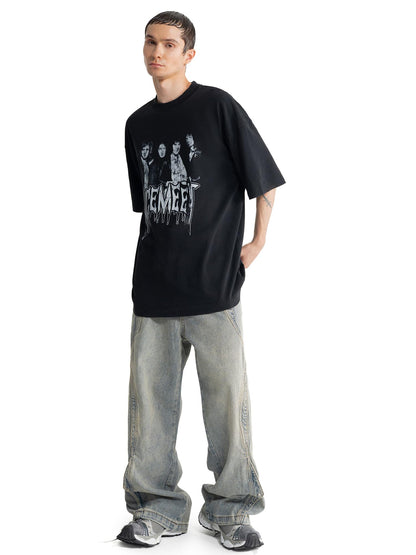 Oversized Unisex Graphic Embroidered Streetwear T-Shirt