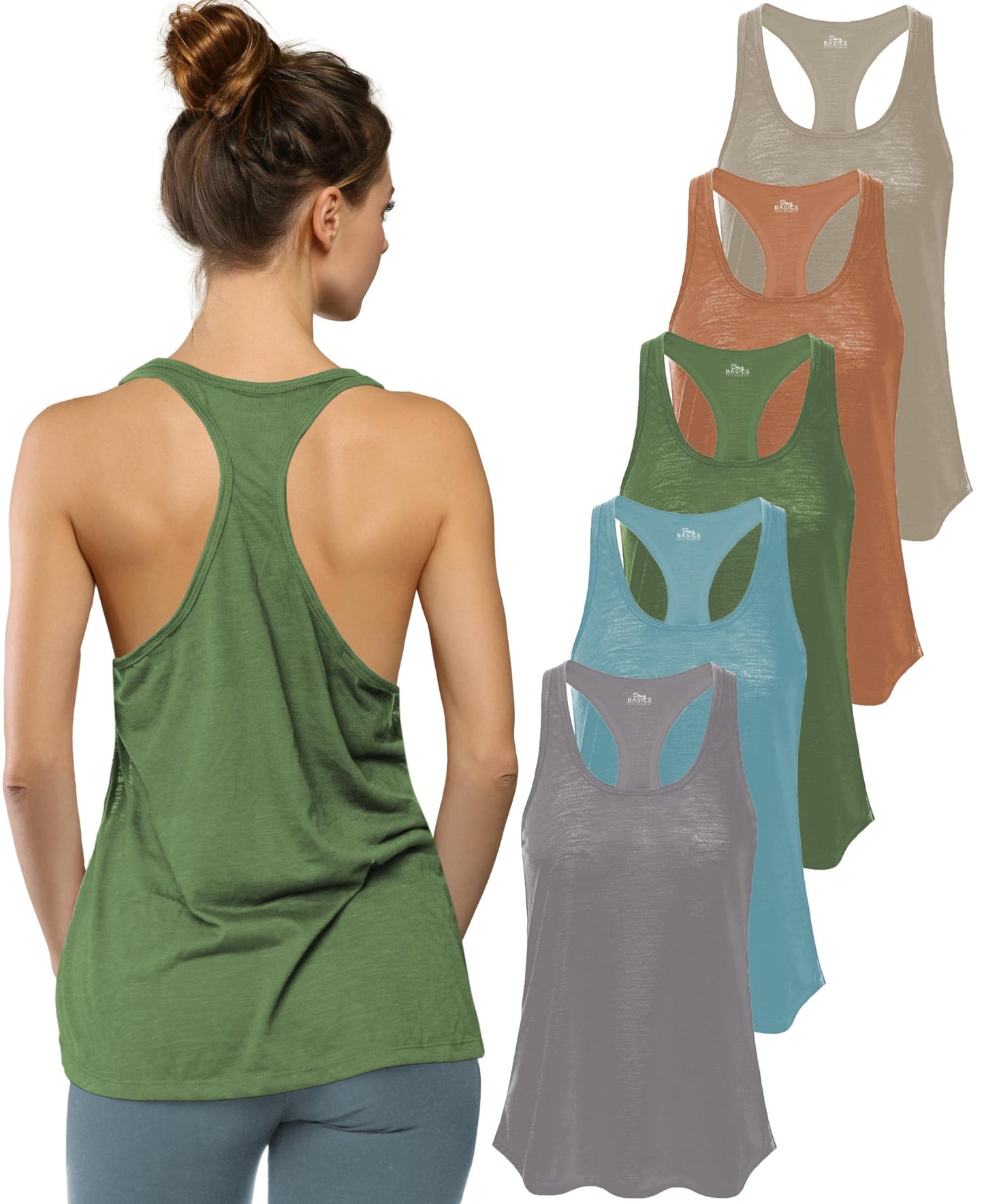Women's Flowy Slub Racerback Workout Tank Tops Multipack