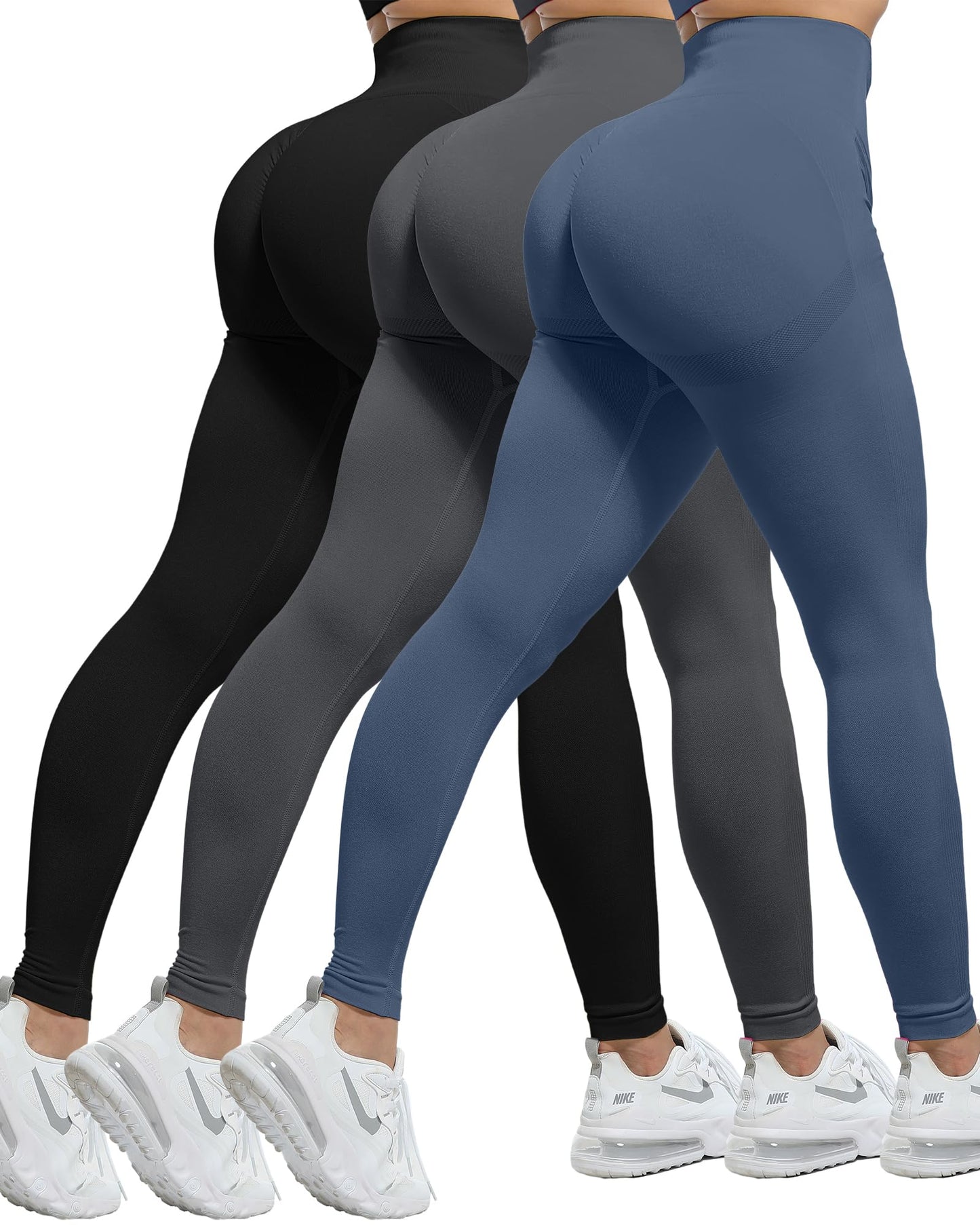 Women's Seamless Workout Leggings Set Butt Lifting 3-Piece