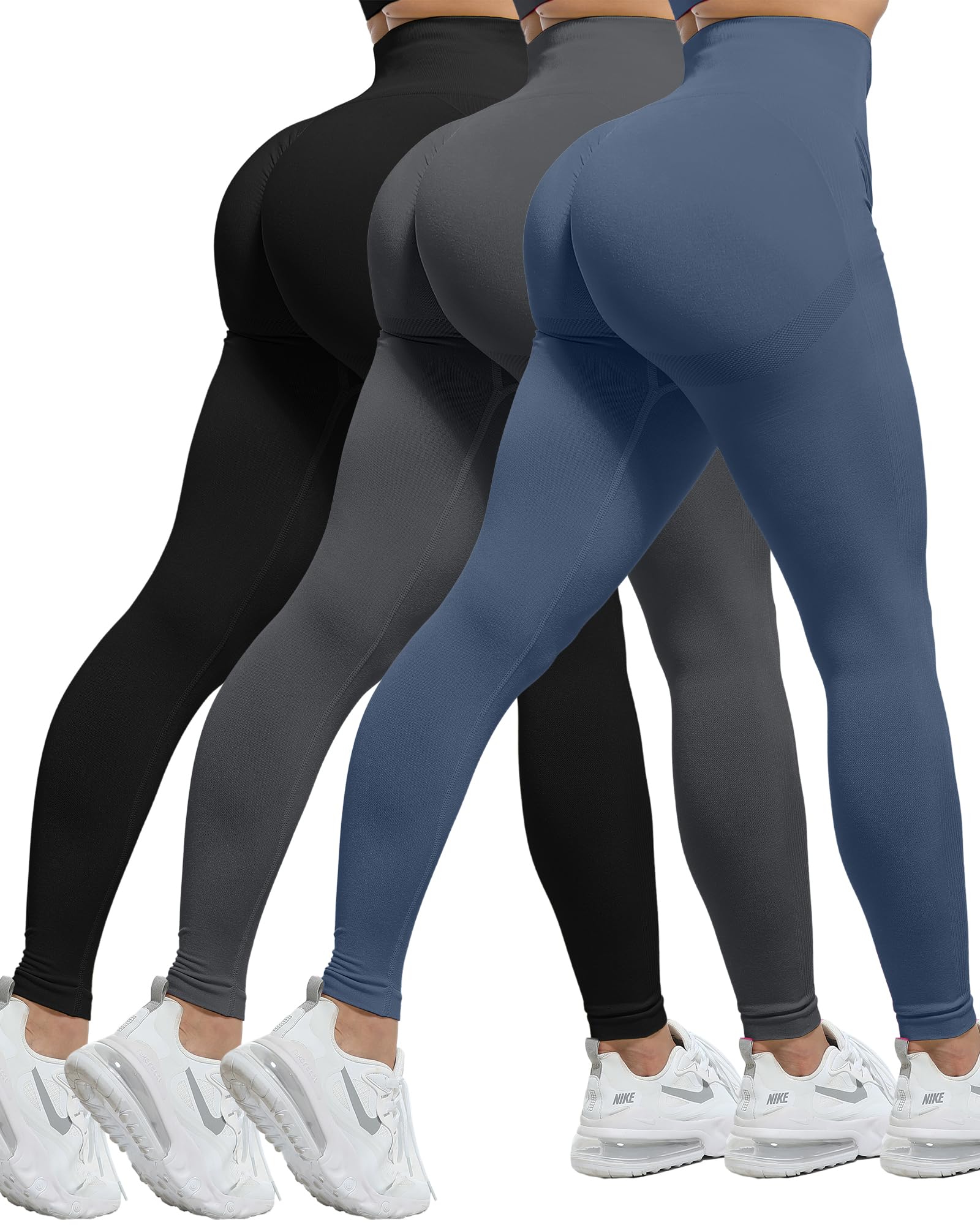 Women's Seamless Workout Leggings Set Butt Lifting 3-Piece