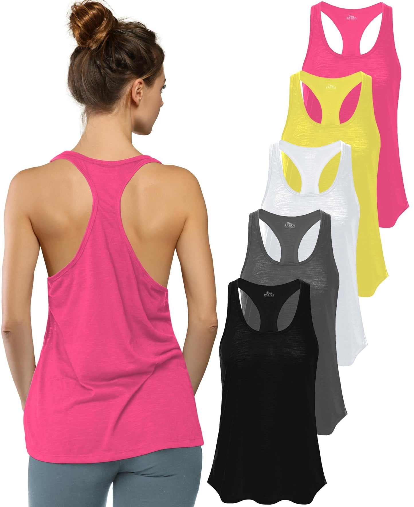 Women's Flowy Slub Racerback Workout Tank Tops Multipack