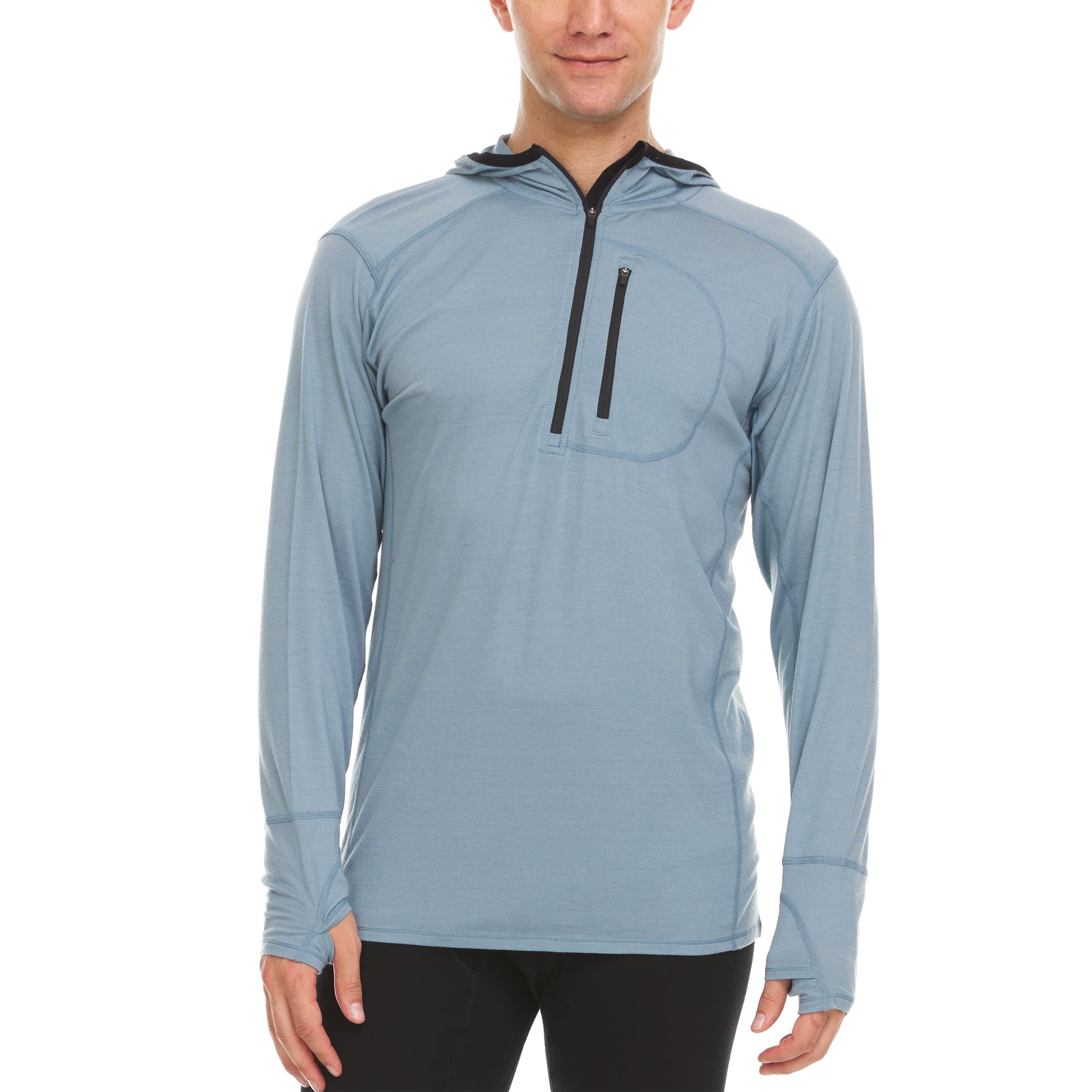 Men's Merino Wool Quarter Zip Sun Hoodie