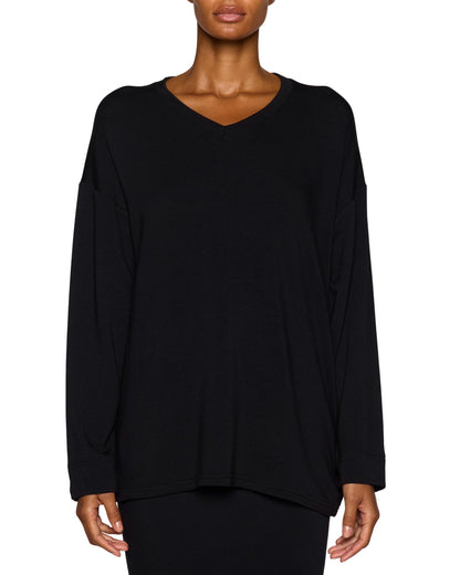 Oversized V-Neck Long Sleeve Modal Tee Relaxed Fit