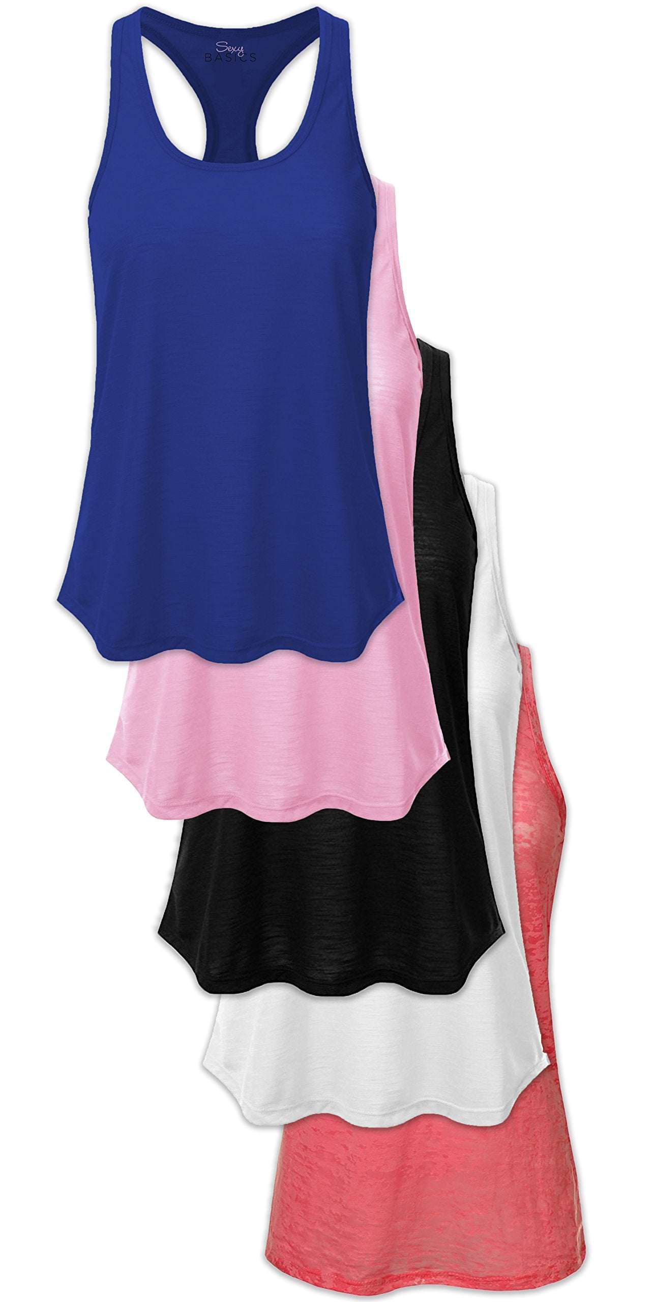 Women's Flowy Slub Racerback Workout Tank Tops Multipack