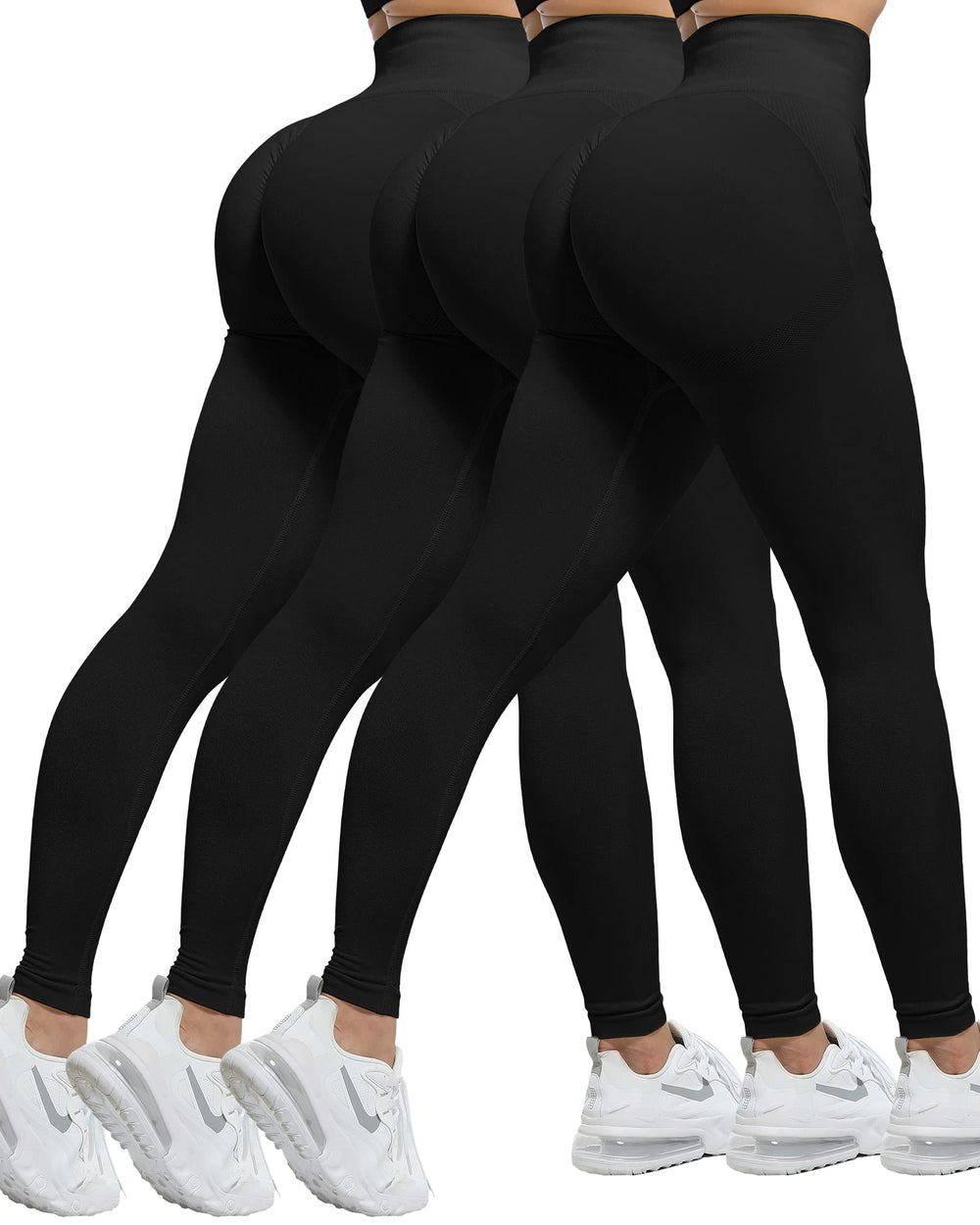Women's Seamless Workout Leggings Set Butt Lifting 3-Piece