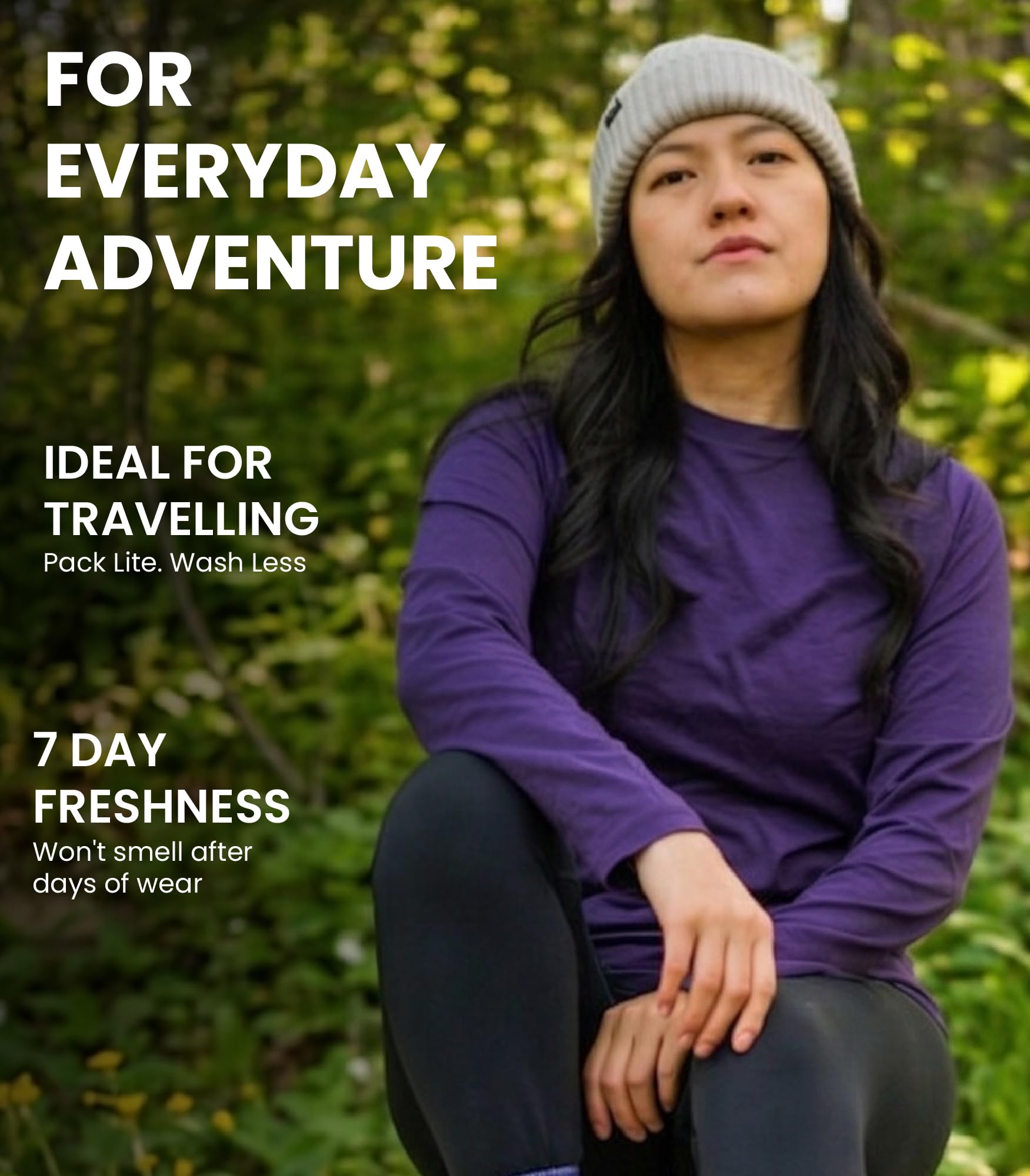 Women's Merino Wool Base Layer Long Sleeve Thermal Hiking Shirt