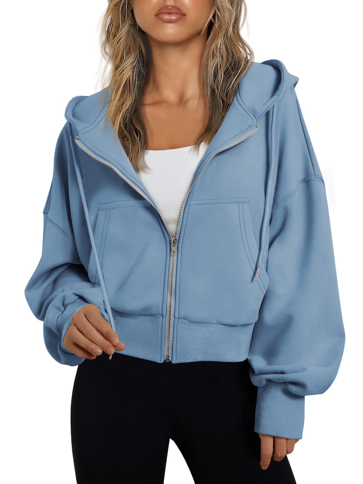 Women's Cropped Zip Up Lightweight Hoodie Athletic Jacket