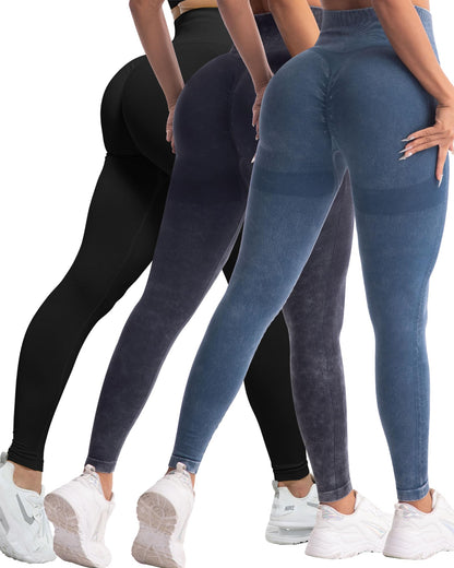 Women's Seamless Workout Leggings Set Butt Lifting 3-Piece